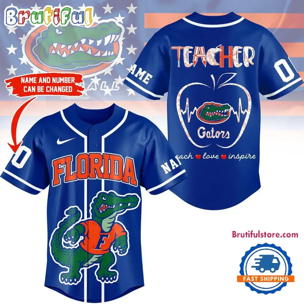 Florida Gators Mascot Teacher Appreciation Month Baseball Jersey Image