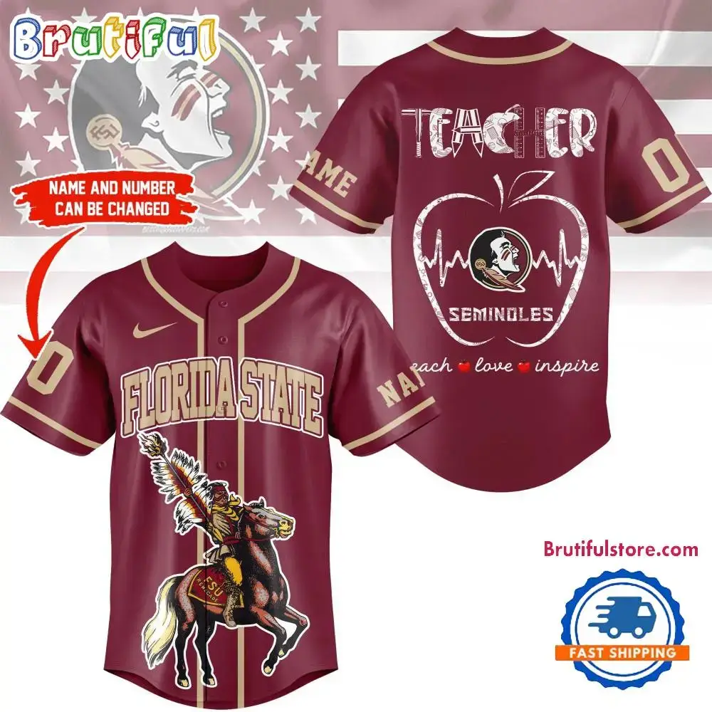 Florida State Seminoles Mascot Teacher Appreciation Month Baseball Jersey Image