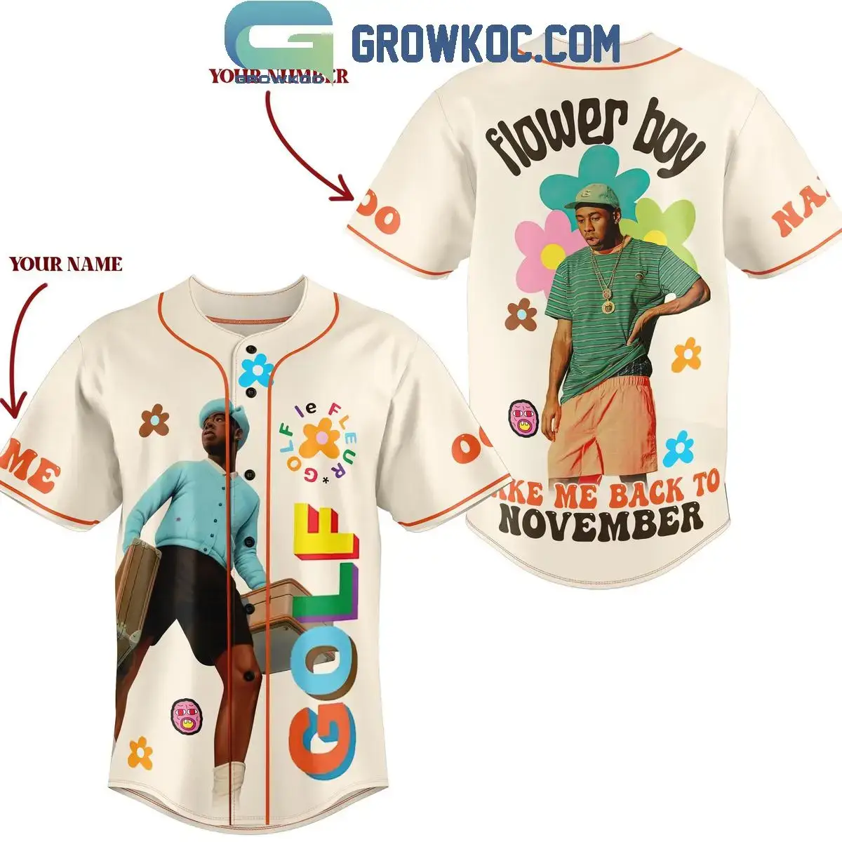 Flower Boy Take Me Back To November Tyler The Creator Personalized Baseball Jersey Image