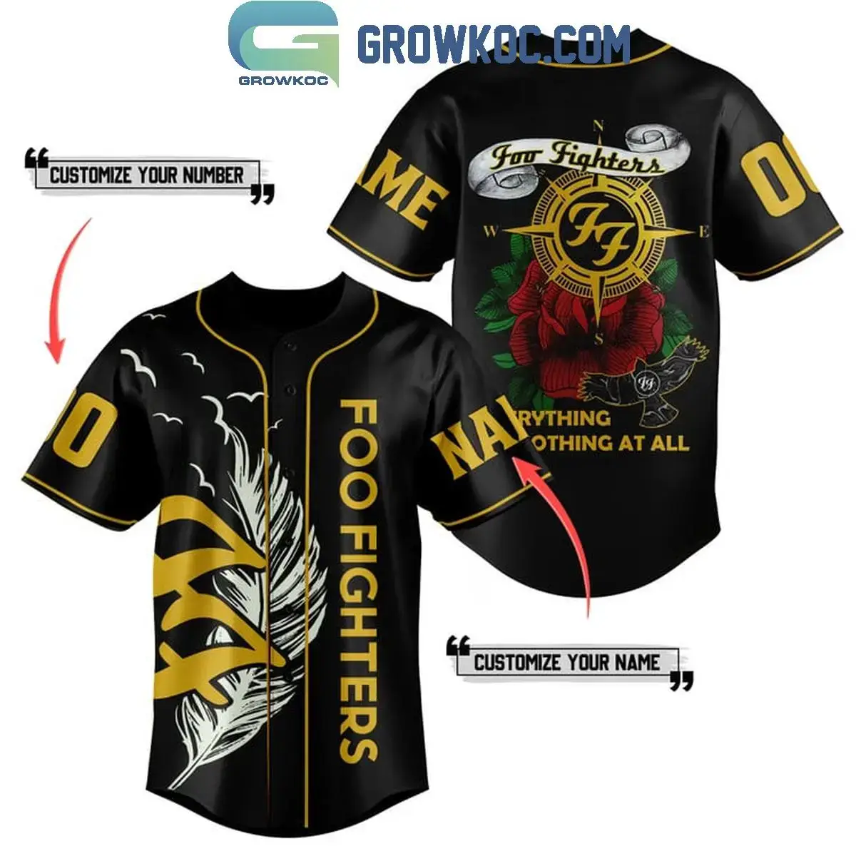 Foo Fighters Roses Everything Or Nothing At All Personalized Baseball Jersey Image