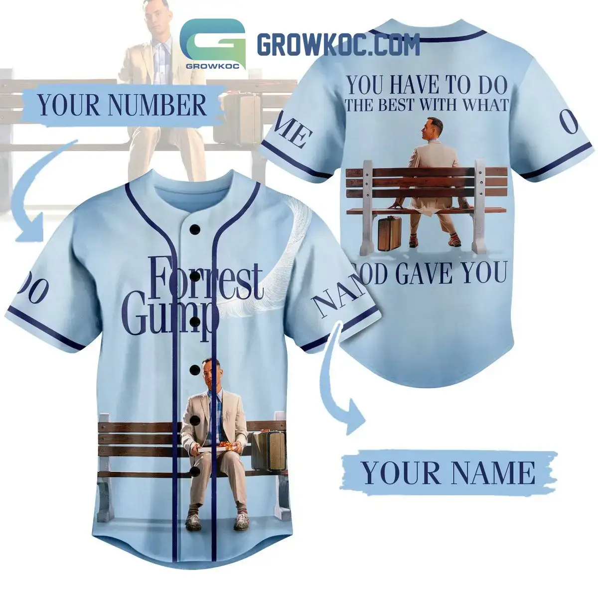 Forrest Gump Do The Best With What God Gave You Personalized Baseball Jersey Image