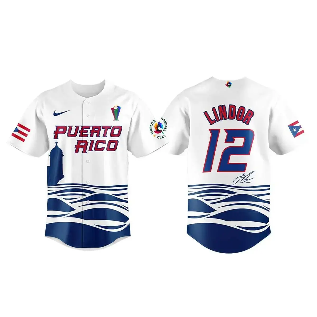 Francisco Lindor Puerto Rico 2026 New York Mets Personalized Baseball Jersey Image