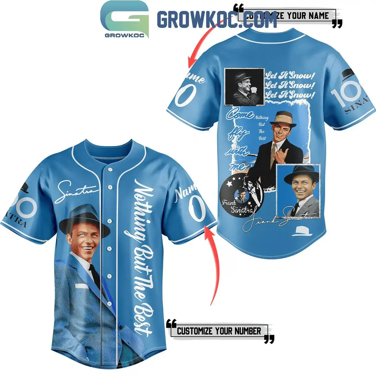 Frank Sinatra Come Fly With Me Let It Snow Personalized Baseball Jersey Image