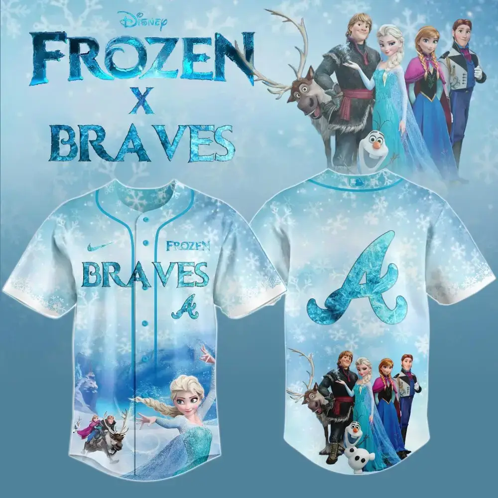 Frozen Braves Baseball Jersey – Limited Edition Disney Collaboration For Fans! Image