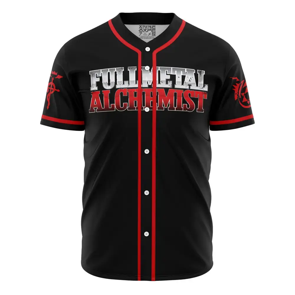 Fullmetal Alchemist Baseball Jersey - Anime Fan Apparel, Black & Red Design Image