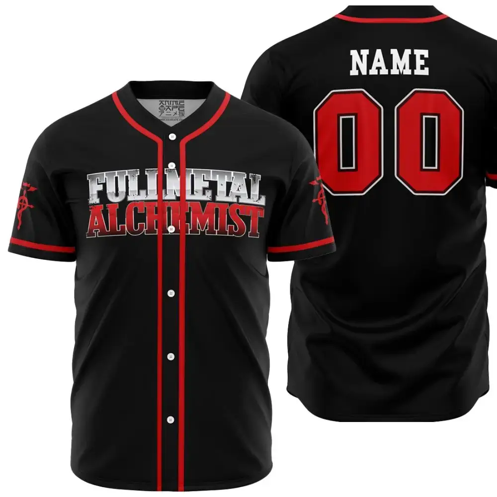 Fullmetal Alchemist Custom Baseball Jersey – Personalized Anime Fan Gear Image