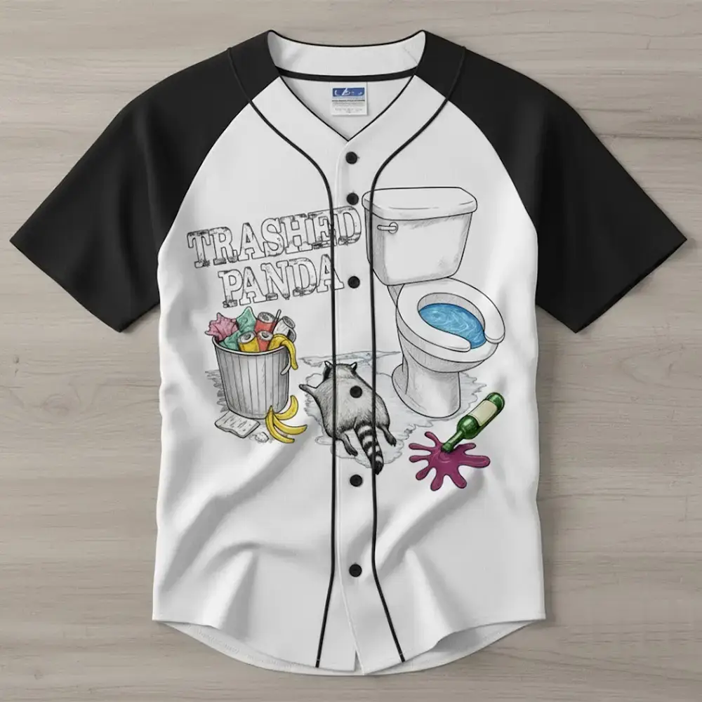 Funny Drunk Raccoon Trashed Panda 2025 Baseball Jersey Image