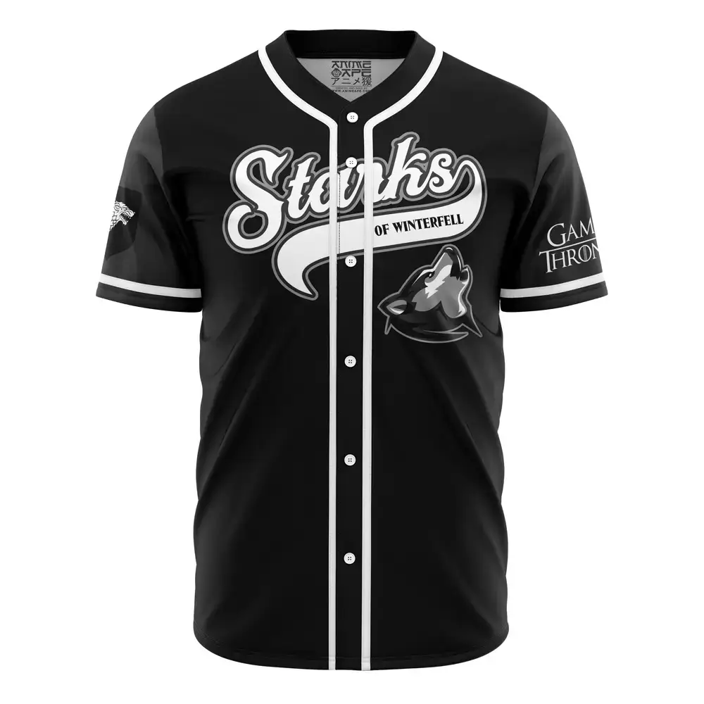 Game Of Thrones Stark Baseball Jersey - Black Wolf Winterfell Fan Gear Image