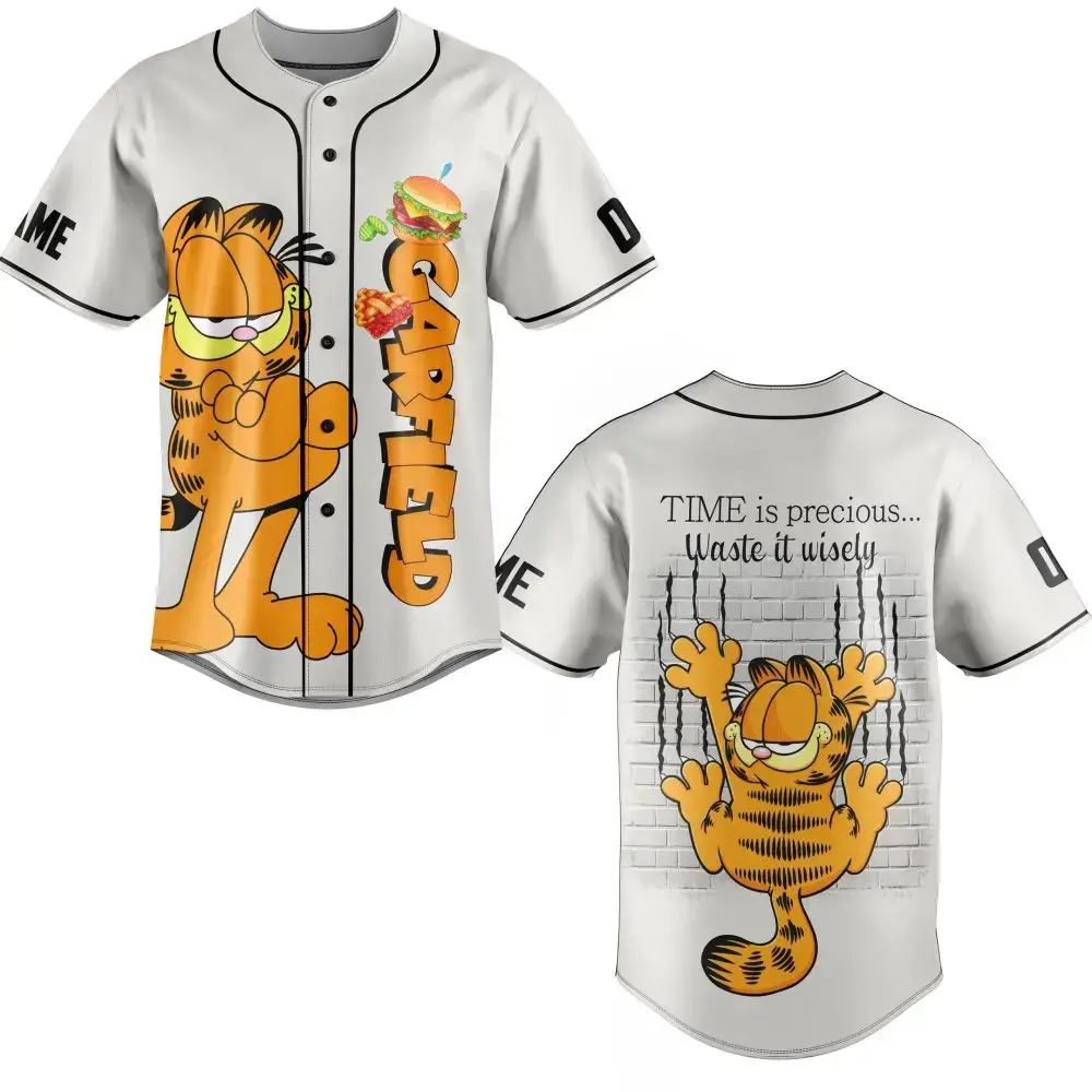 Garfield Baseball Jersey – Fun Cartoon Design, Perfect For Fans! Image