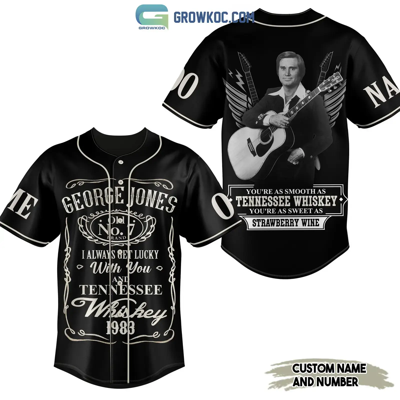 George Jones Tennessee Whiskey Personalized Baseball Jersey Image