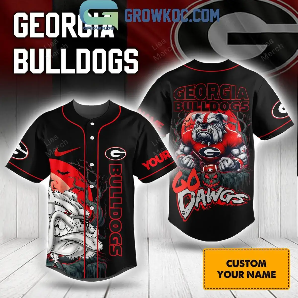 Georgia Bulldogs Go Dawgs Halloween Victory Personalized Baseball Jersey Image