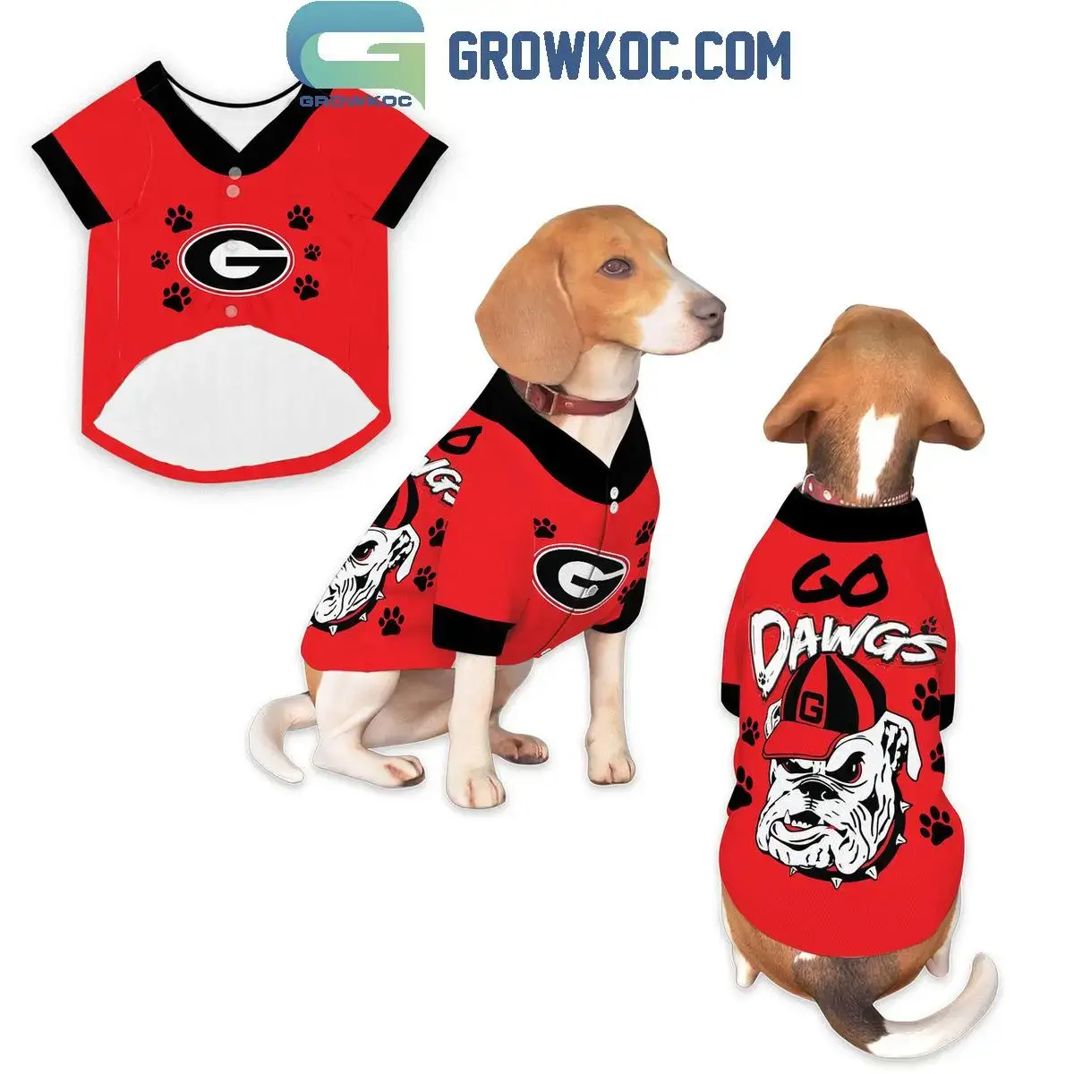 Georgia Bulldogs Go Dawgs Red Version Pet Baseball Jersey Image
