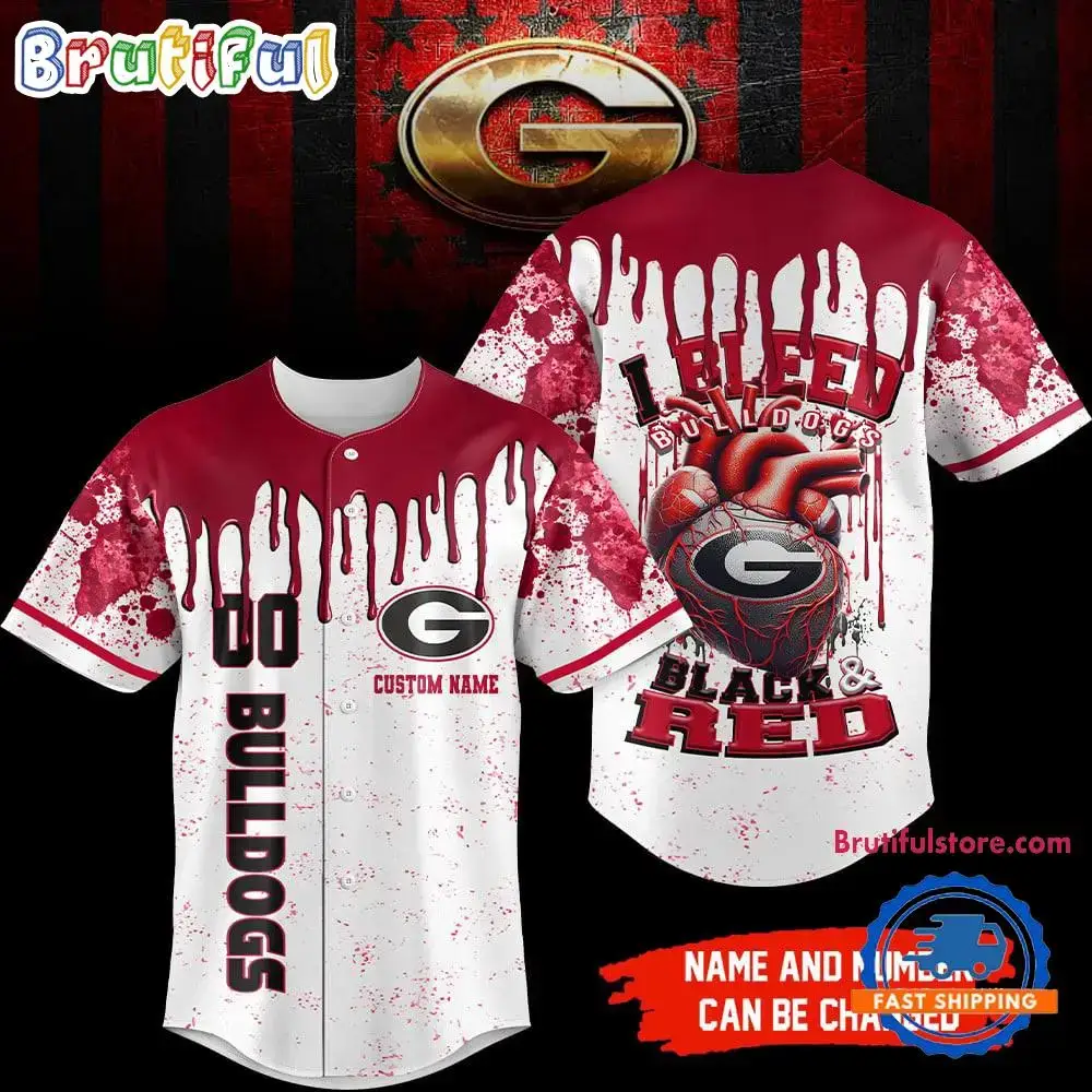 Georgia Bulldogs NCAA I Bleed Baseball Jersey Image