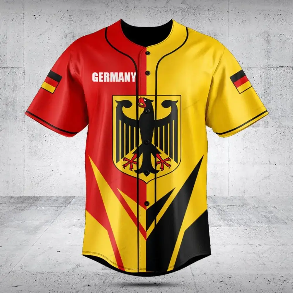 Germany Flag Baseball Jersey - Bold Eagle Design, Unisex Sportswear Top Image