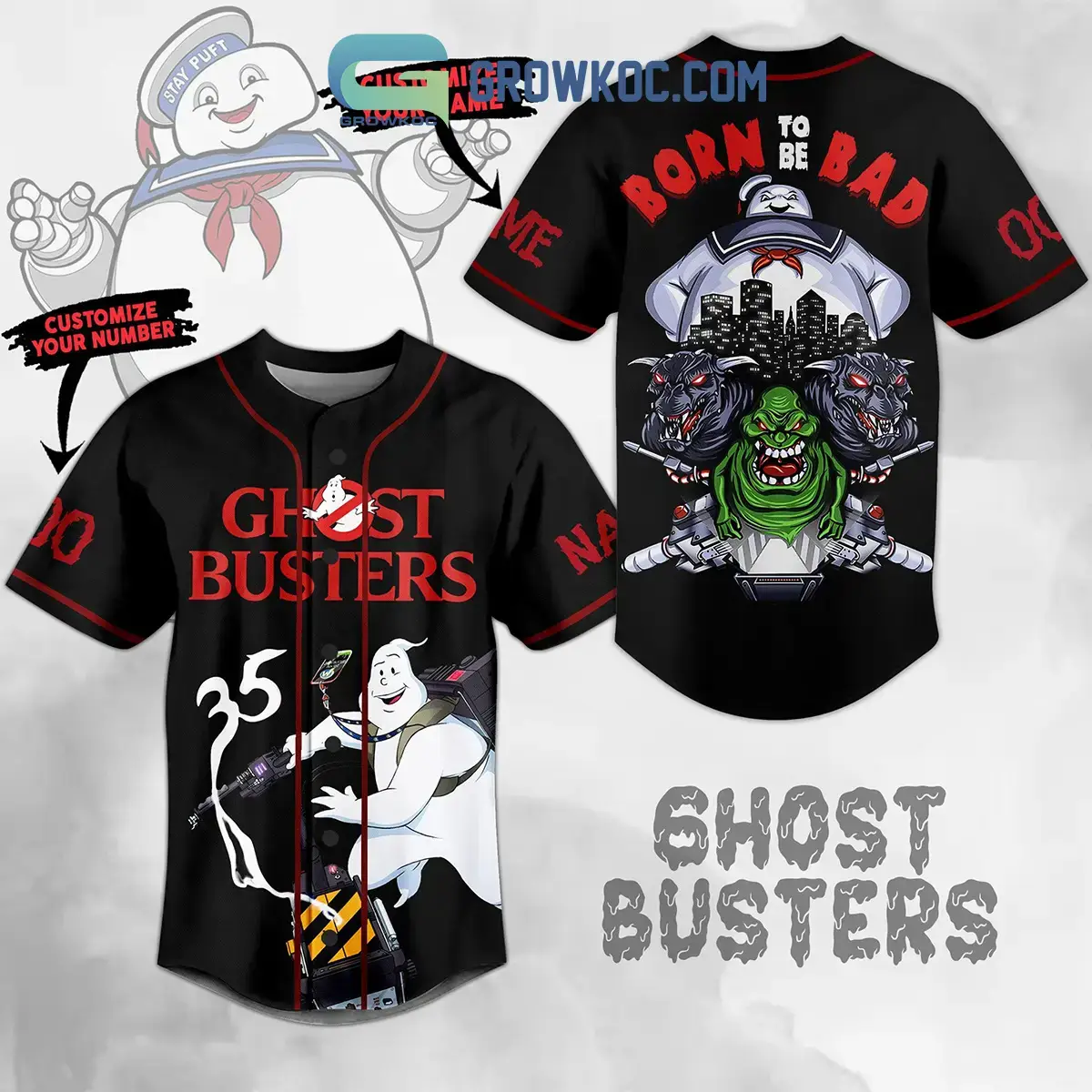 Ghost Busters Born To Be Bad Personalized Baseball Jersey Image