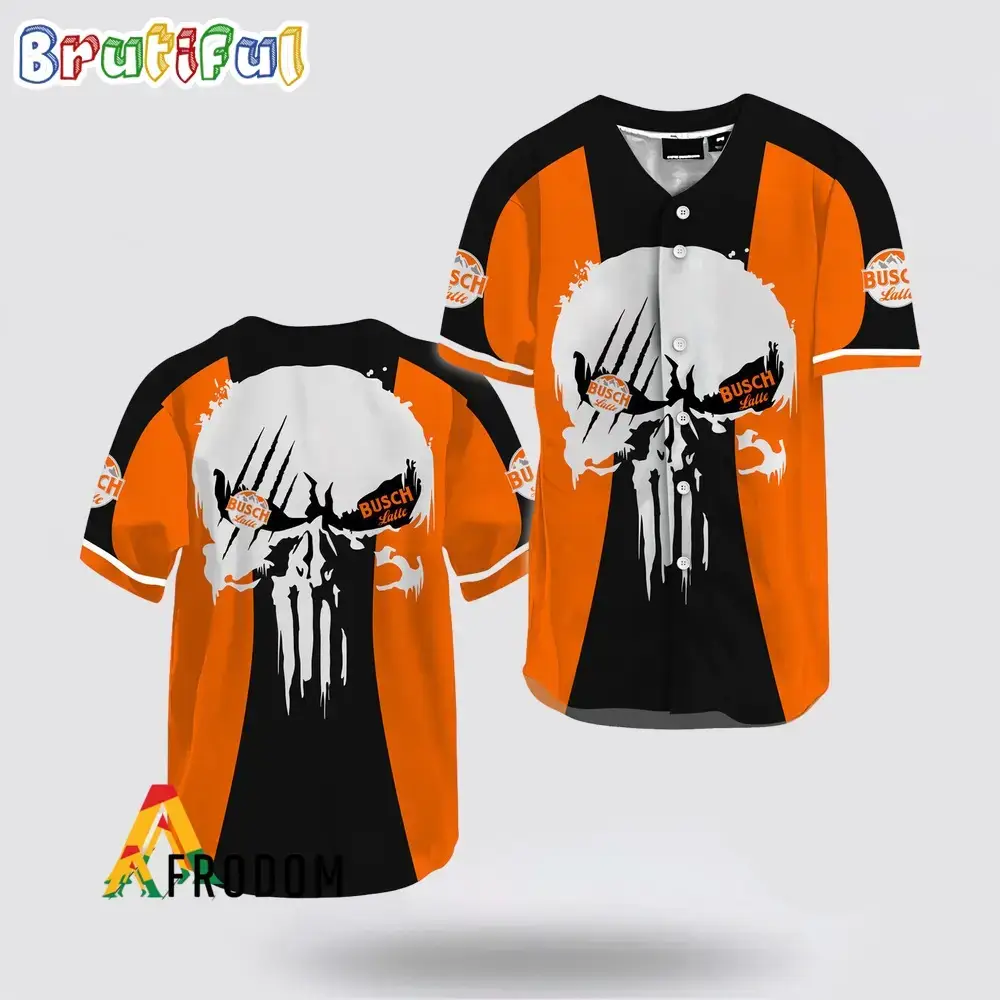 Ghost Head White Skull Busch Latte Baseball Jersey Image