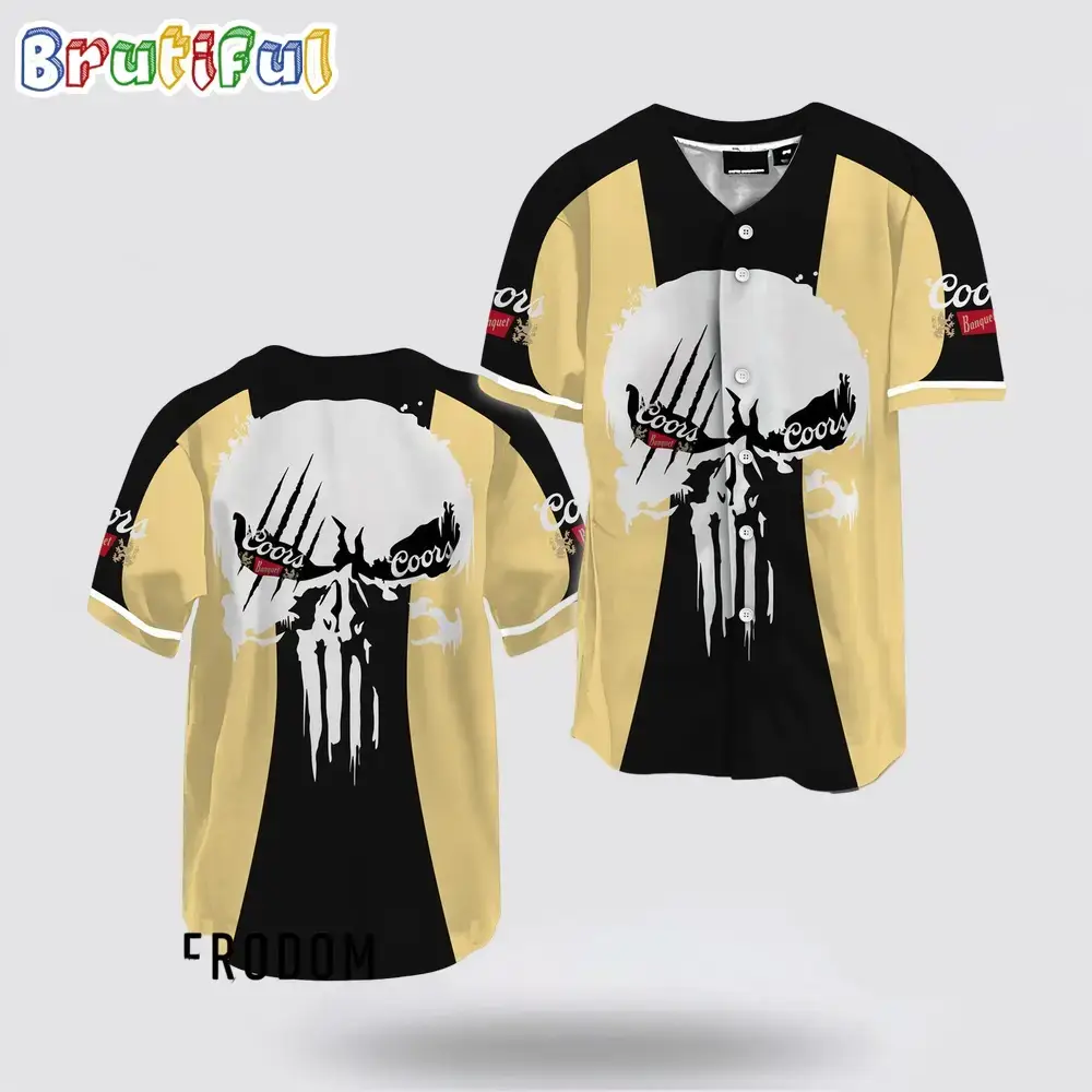 Ghost Head White Skull Coors Banquet Baseball Jersey Image