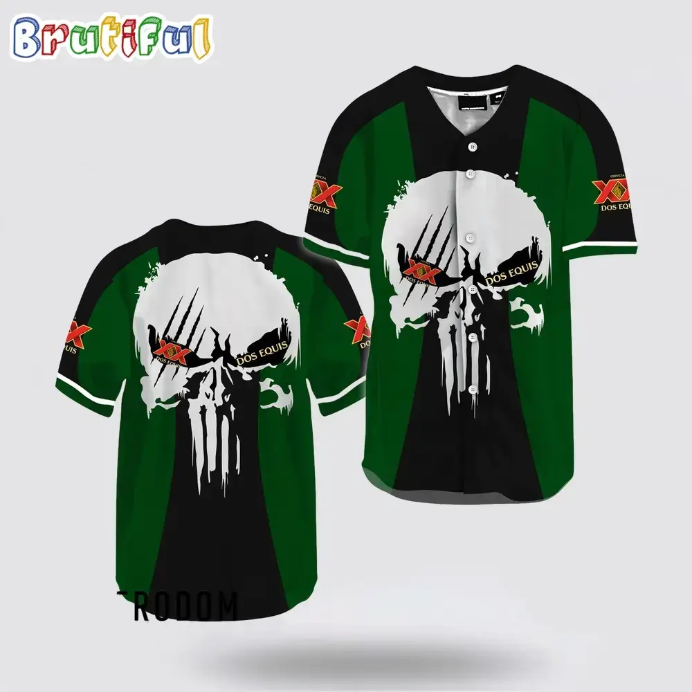 Ghost Head White Skull Dos Equis Baseball Jersey Image