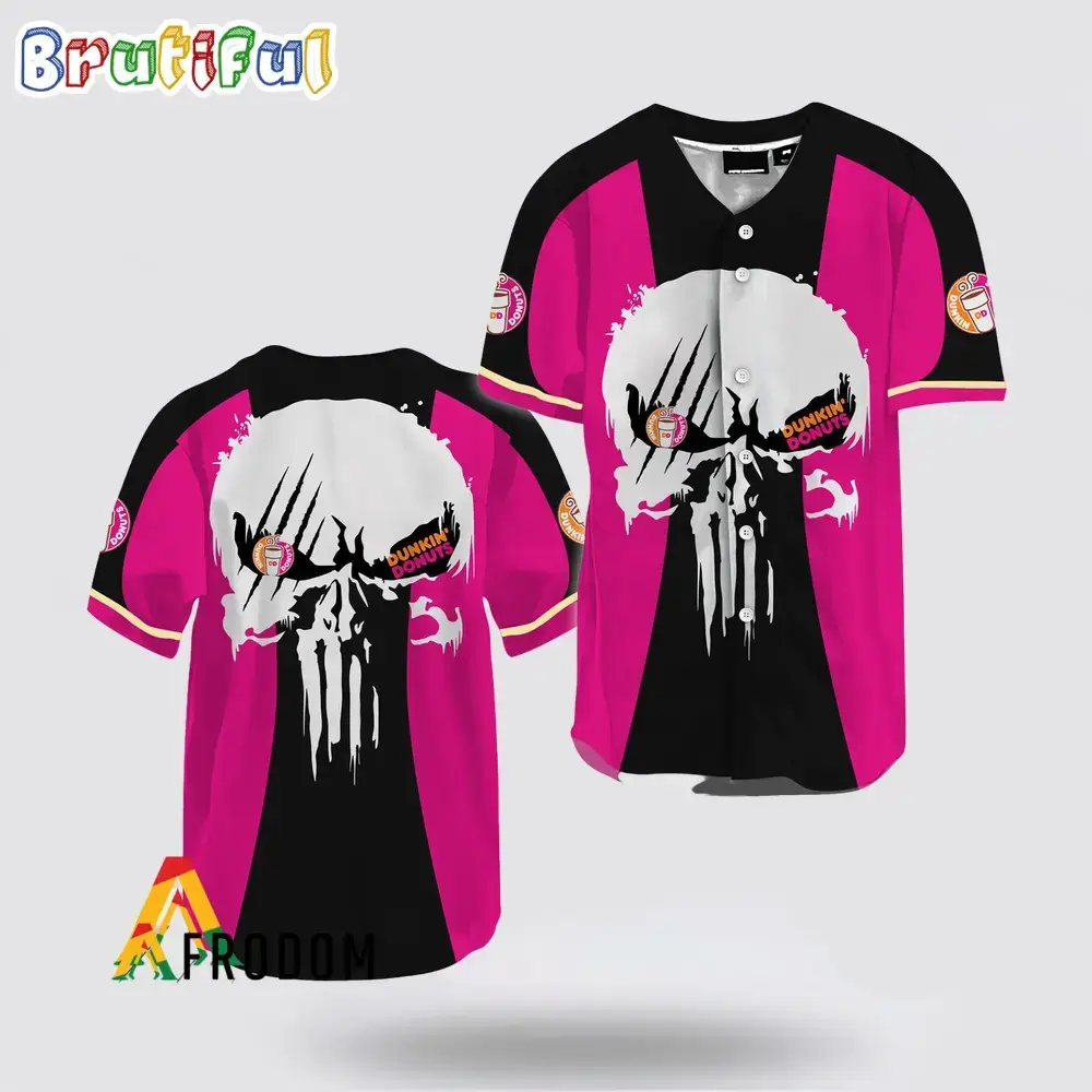 Ghost Head White Skull Dunkin Donut Baseball Jersey Image