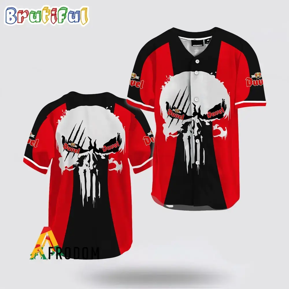 Ghost Head White Skull Duvel Beer Baseball Jersey Image