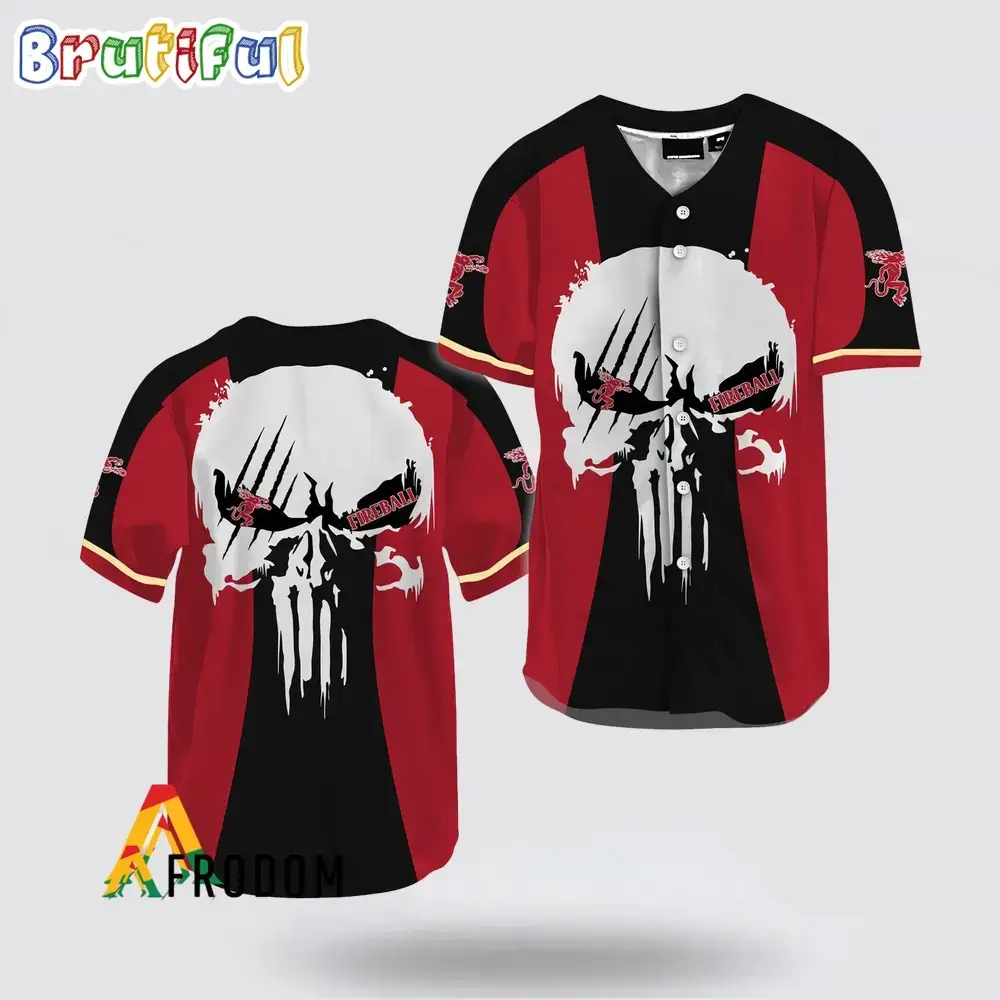 Ghost Head White Skull Fireball Whiskey Baseball Jersey Image