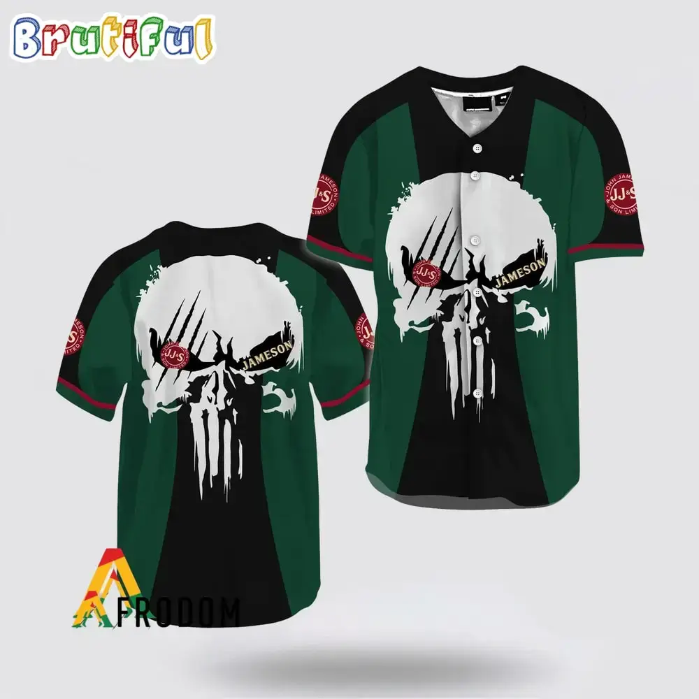 Ghost Head White Skull Jameson Whiskey Baseball Jersey Image