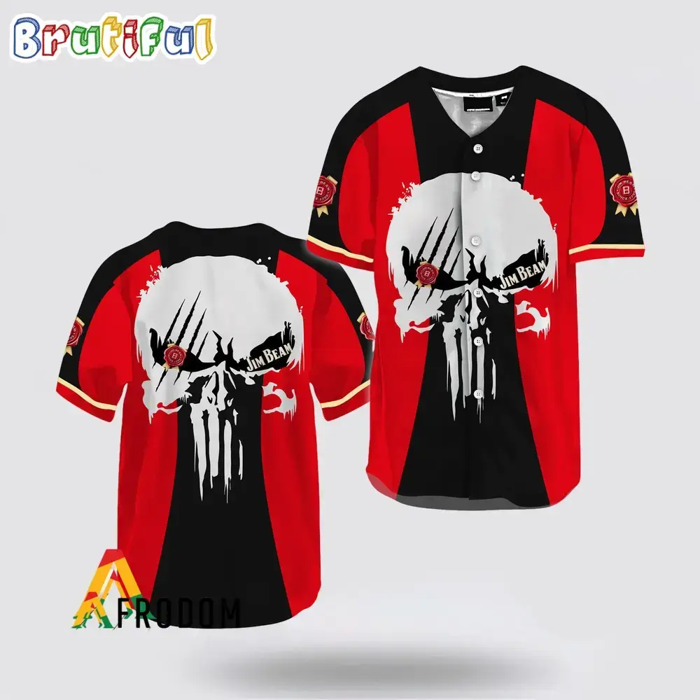 Ghost Head White Skull Jim Beam Baseball Jersey Image