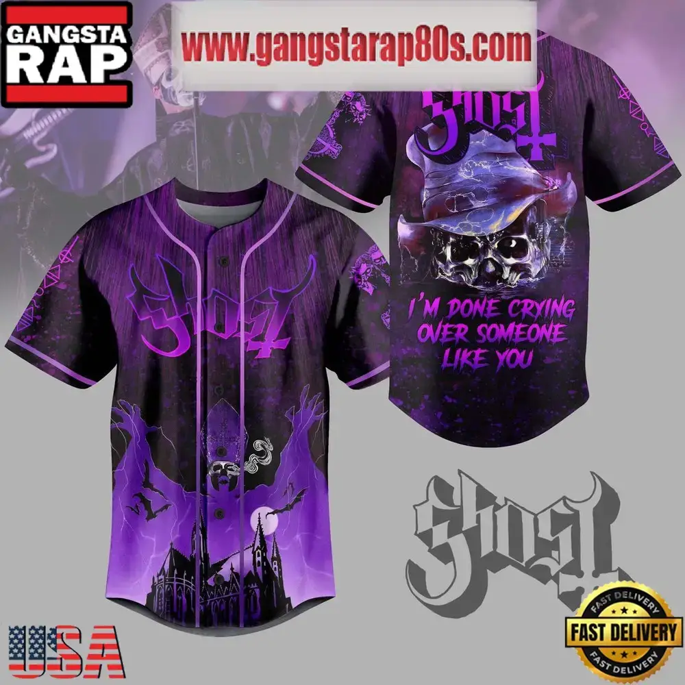 Ghost I’m Done Crying Over Someone Like You Custom Baseball Jersey Shirt Image