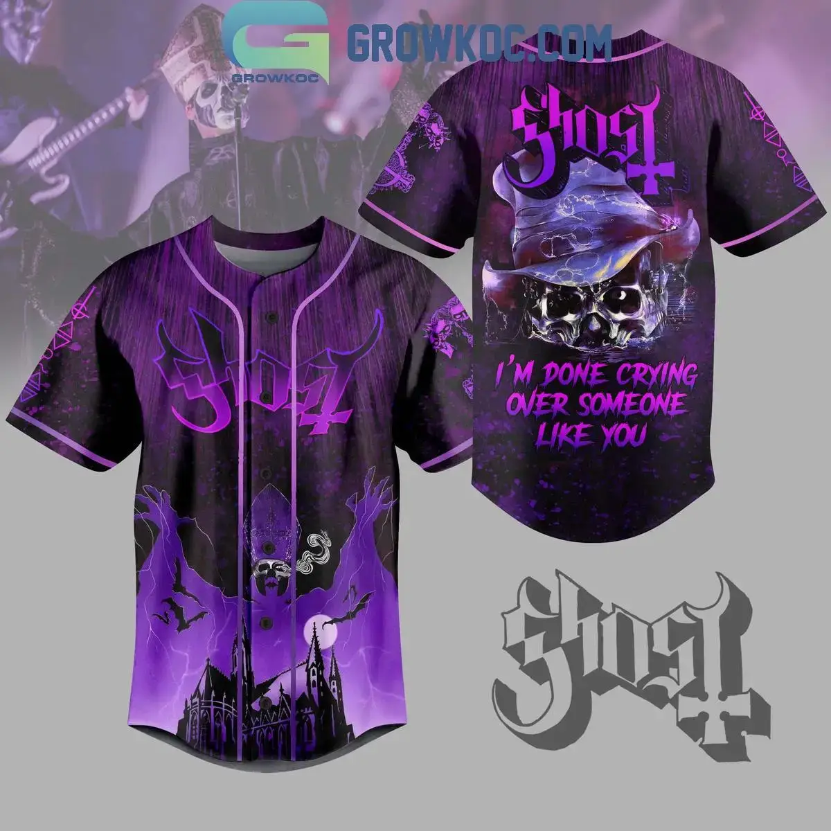 Ghost I'm Done Crying Over Someone Like You Personalized Baseball Jersey Image