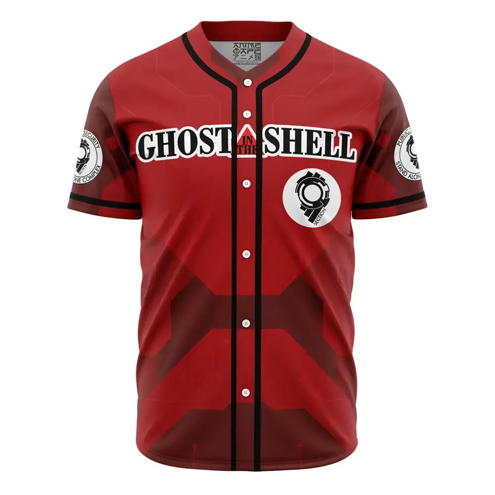 Ghost In The Shell Red Baseball Jersey - Stylish Anime Fan Apparel For Men & Women Image