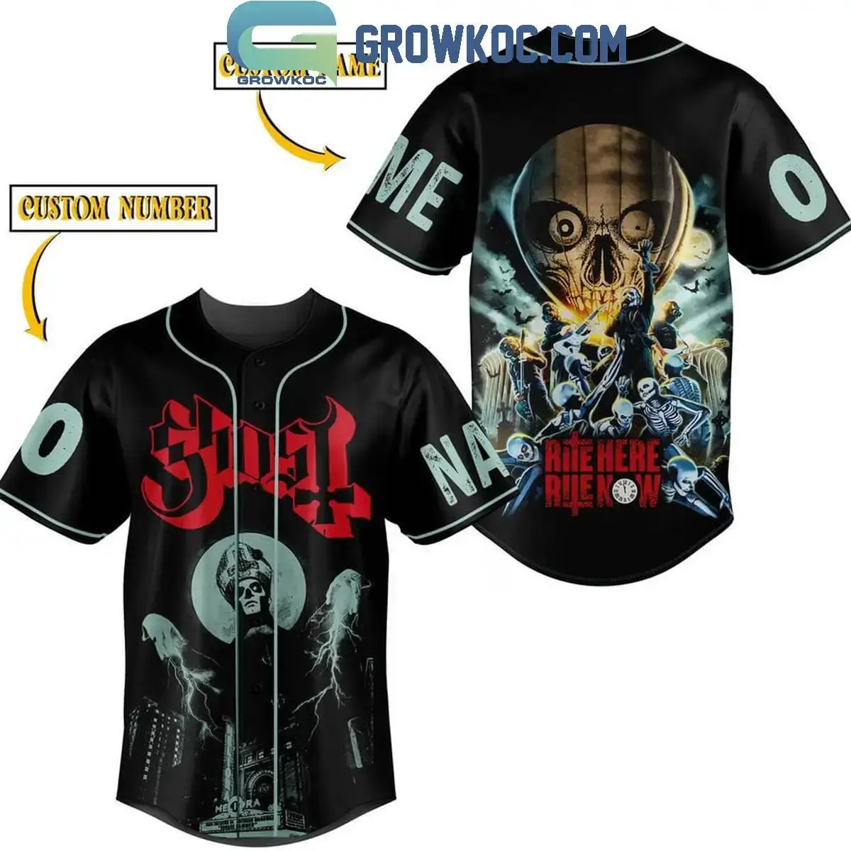 Ghost Rite Here Rite Now Personalized Baseball Jersey Image