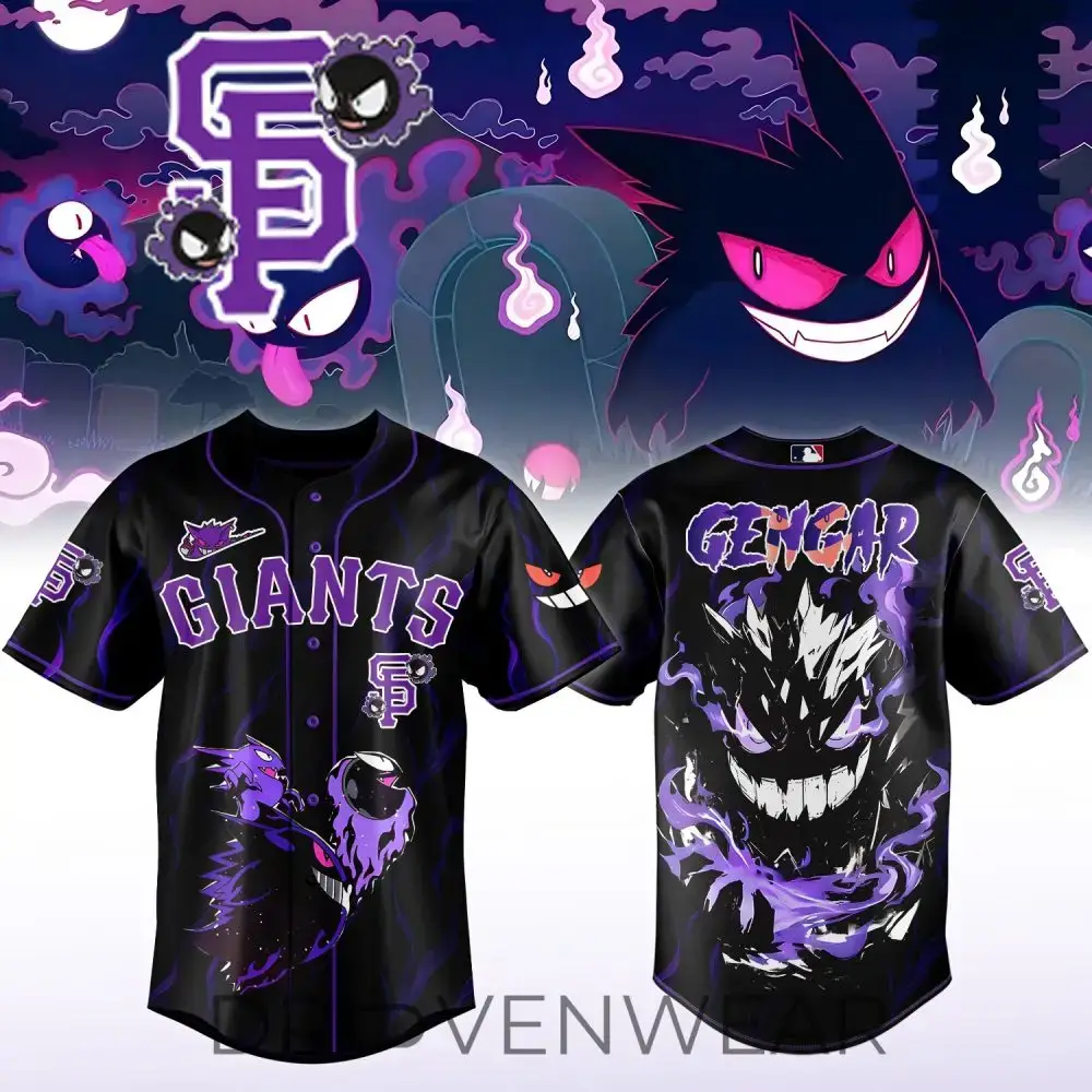 Ghostly Giants Baseball Jersey – Limited Edition Gengar Design, Perfect For Fans! Image