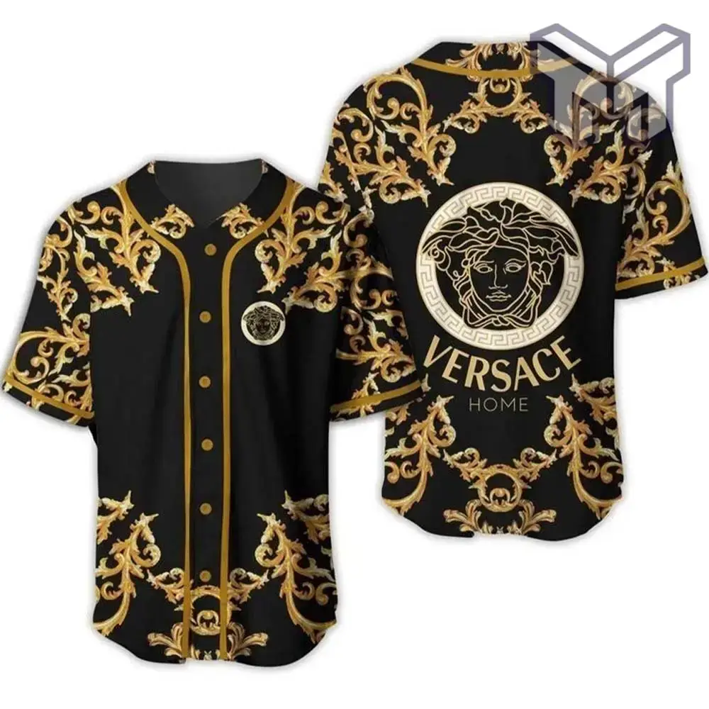 Gianni Versace Black Gold Baseball Jersey Shirt Luxury Clothing Clothes Sport For Men Women Hot Image