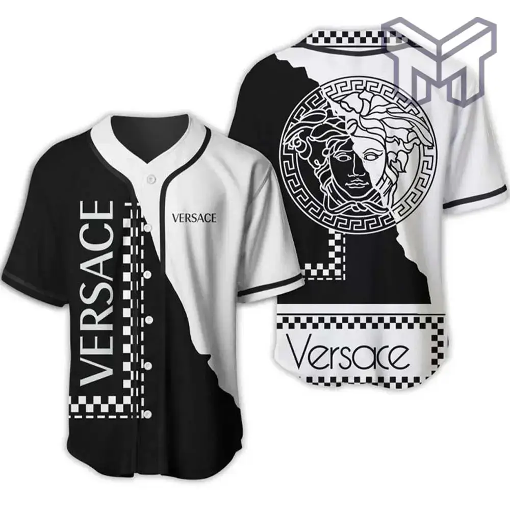 Gianni Versace Black White Baseball Jersey Shirt Luxury Clothing Clothes Sport For Men Women Hot Image