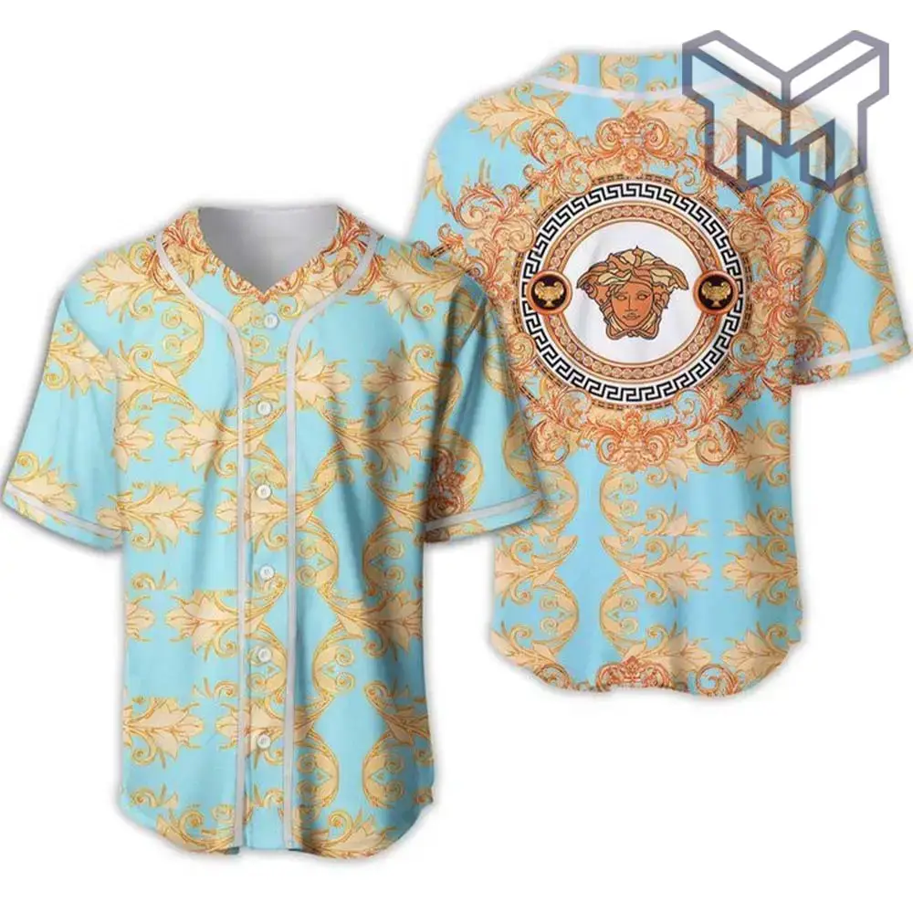 Gianni Versace Blue Baseball Jersey Shirt Luxury Clothing Clothes Sport For Men Women Hot Image