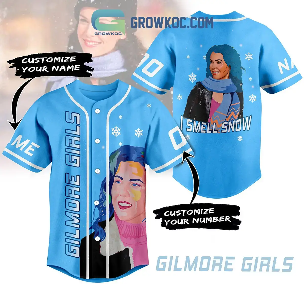 Gilmore Girls I Smell Snow Christmas Custom Name Baseball Jersey Image