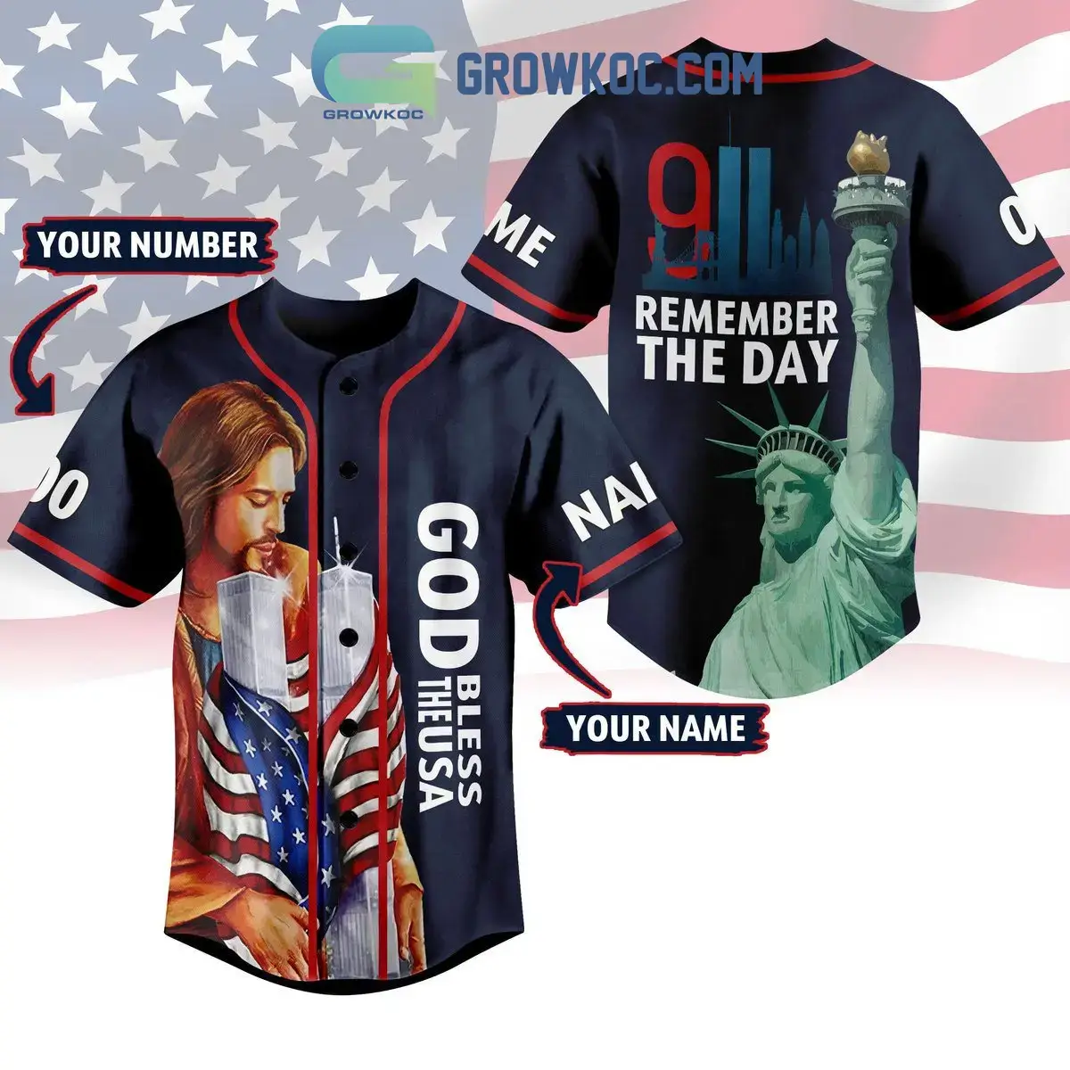 God Bless The USA November 9 Remember The Day Personalized Baseball Jersey Image