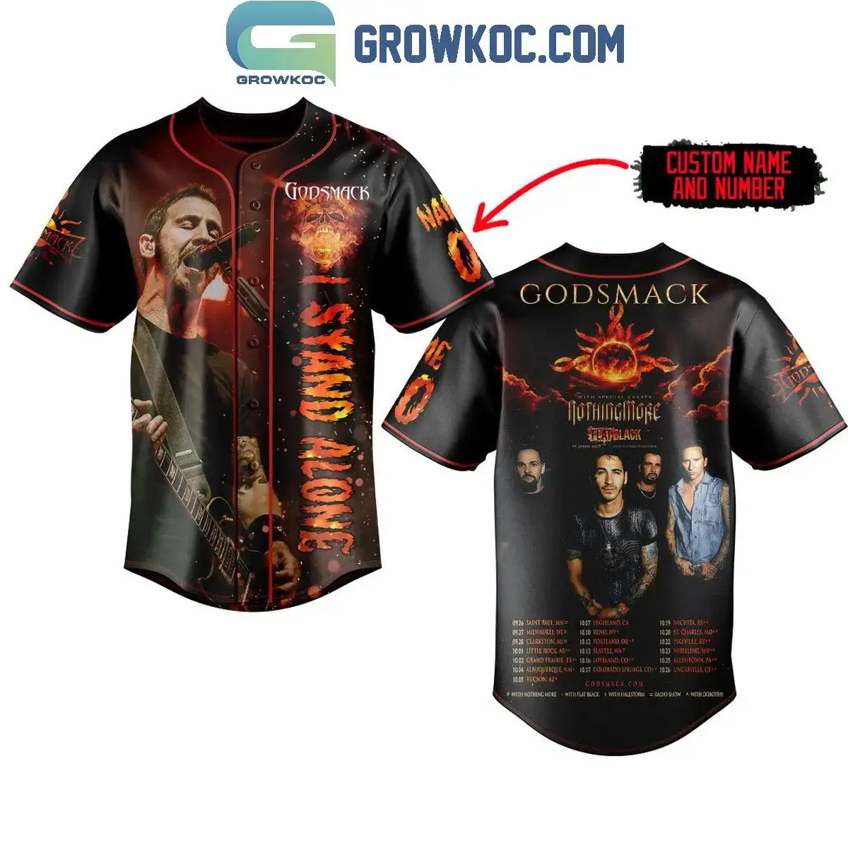 Godsmack I Stand Alone Tour 2024 Personalized Baseball Jersey Image