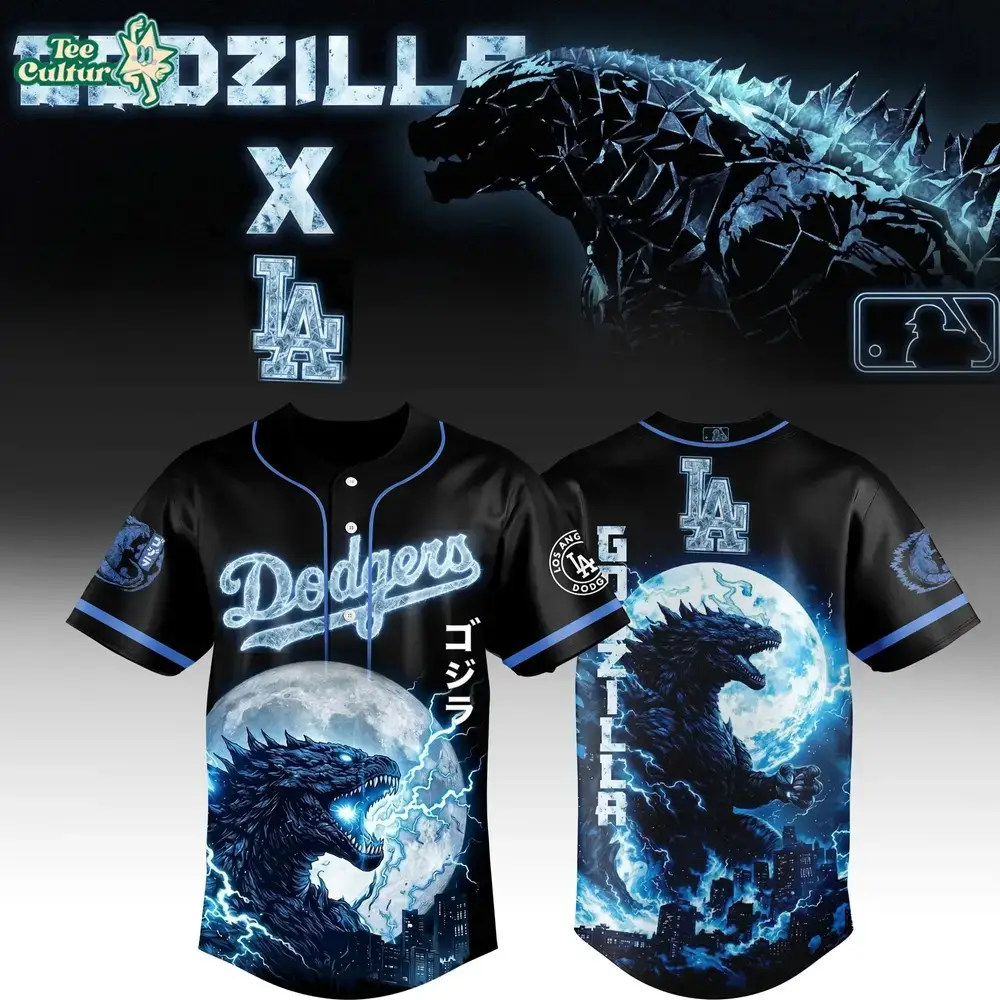 Godzilla Jersey, Dodgers Jersey, Kaiju Apparel Image