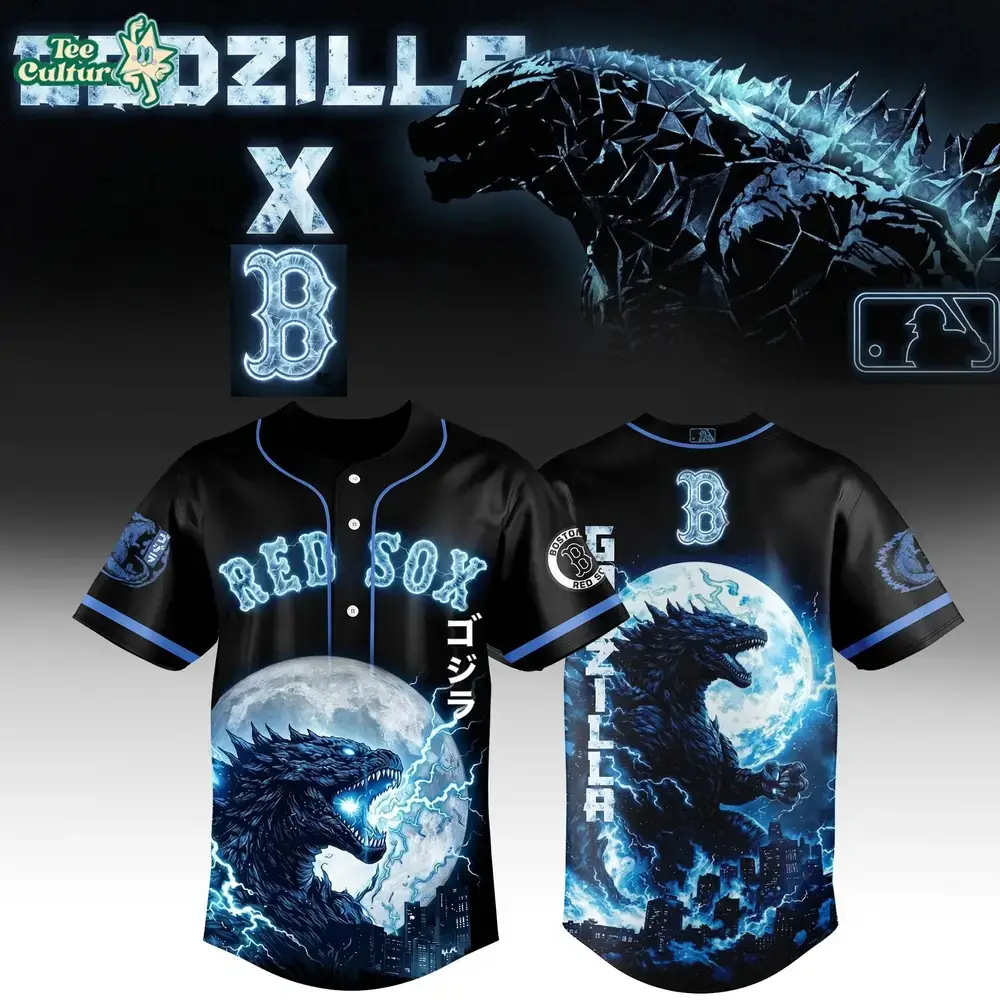 Godzilla Jersey, Red Sox Jersey, Kaiju Apparel Image