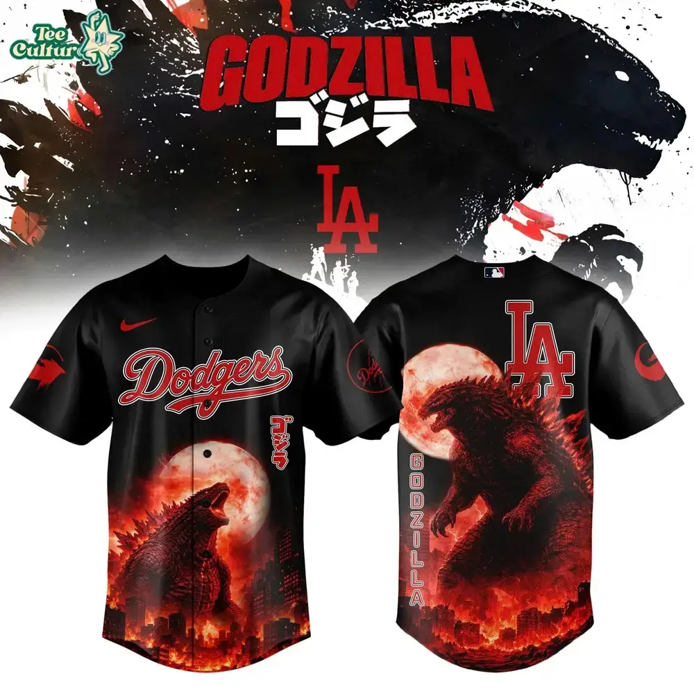 Godzilla Minus Zero, Dodgers Jersey, Kaiju Apparel Image