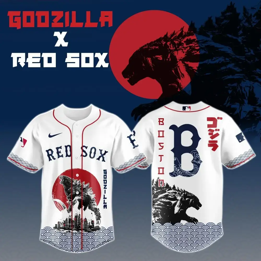 Godzilla X Boston Red Sox Custom Baseball Jersey Image