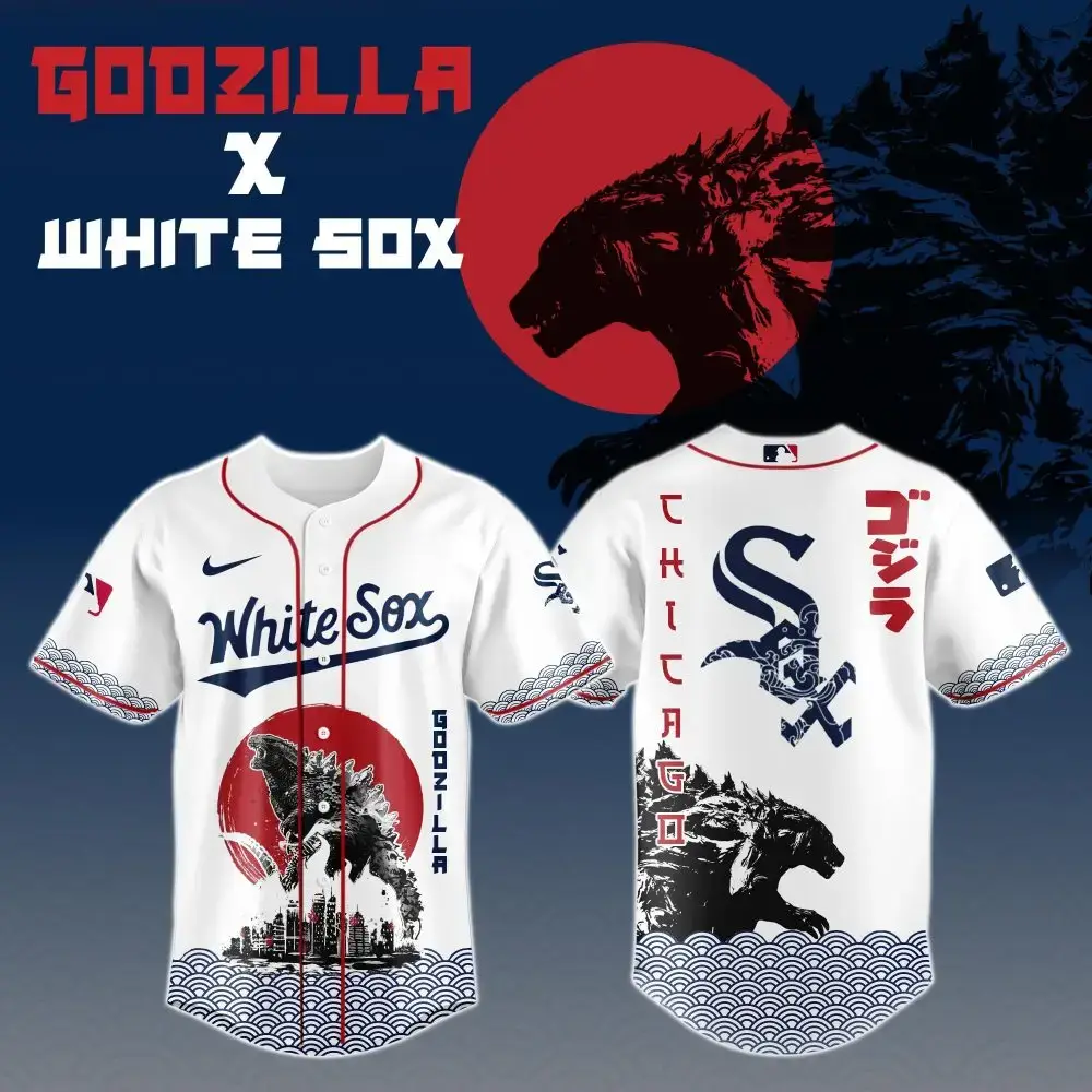Godzilla X Chicago White Sox Mlb Custom Baseball Jersey Image