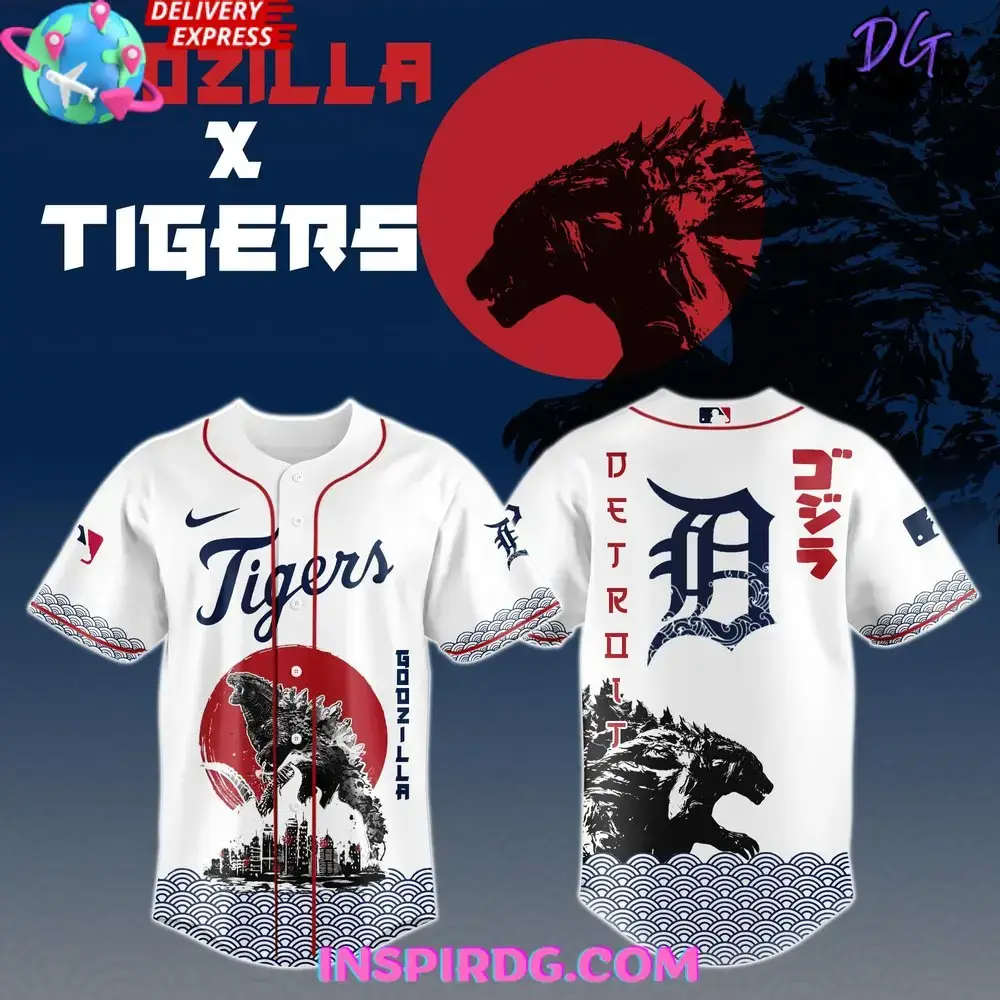 Godzilla X Detroit Tigers Japan Edition 2025 Baseball Jersey Image