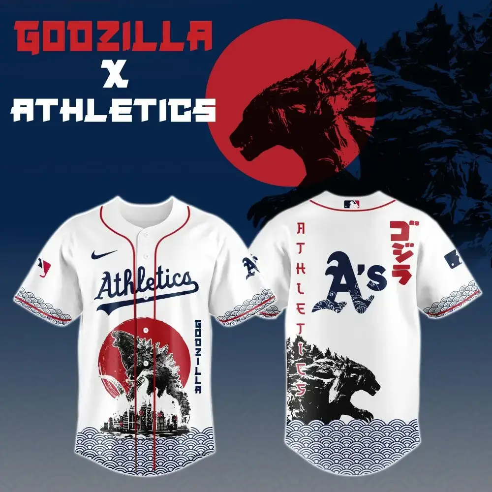 Godzilla X Oakland Athletics Custom Baseball Jersey Image
