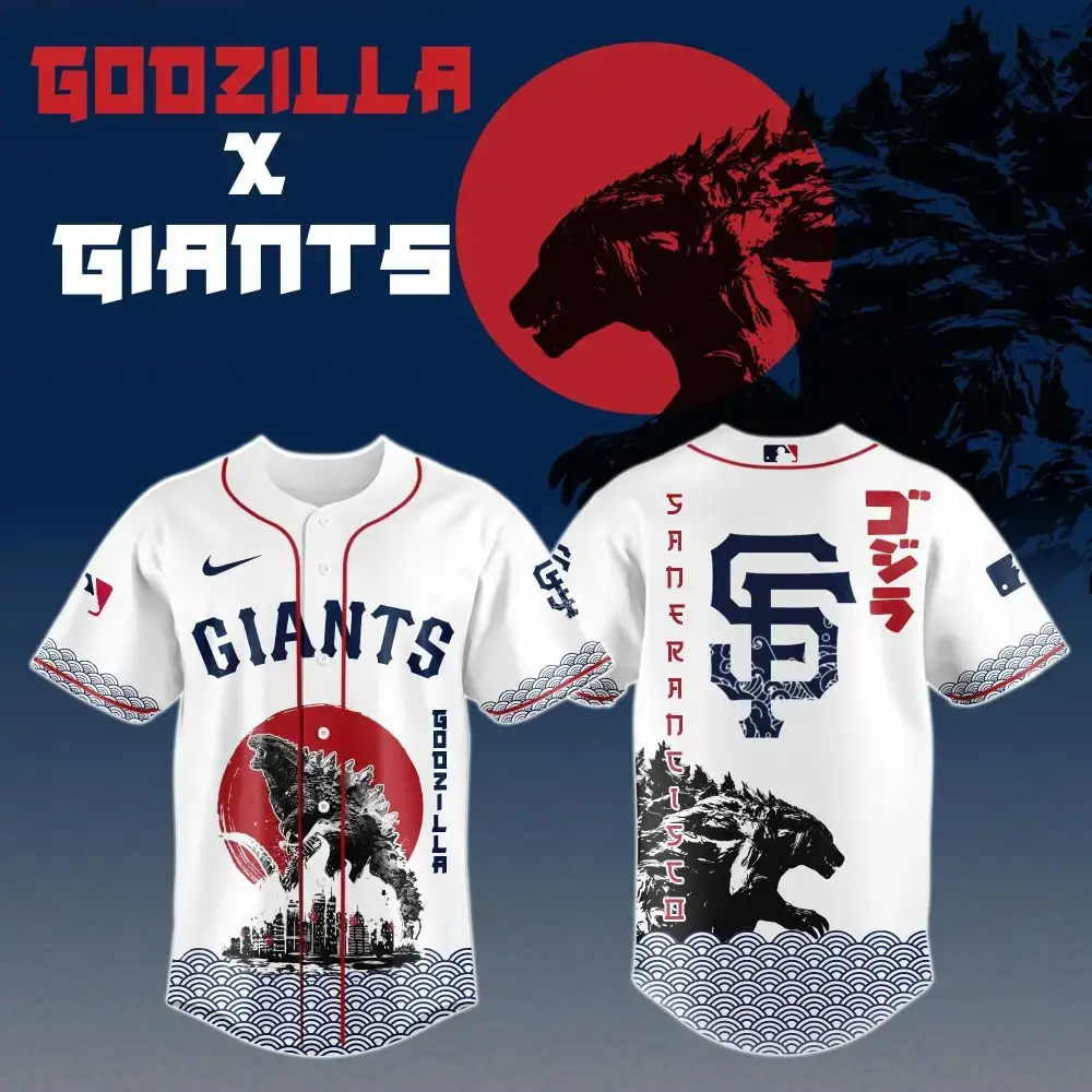 Godzilla X San Francisco Giants Custom Baseball Jersey Image