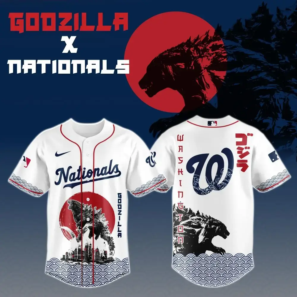 Godzilla X Washington Nationals Mlb Custom Baseball Jersey Image