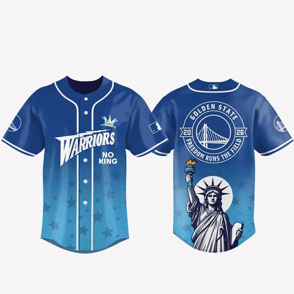 Golden State Warriors 2026 No Kings Freedom Runs The Field Baseball Jersey Image