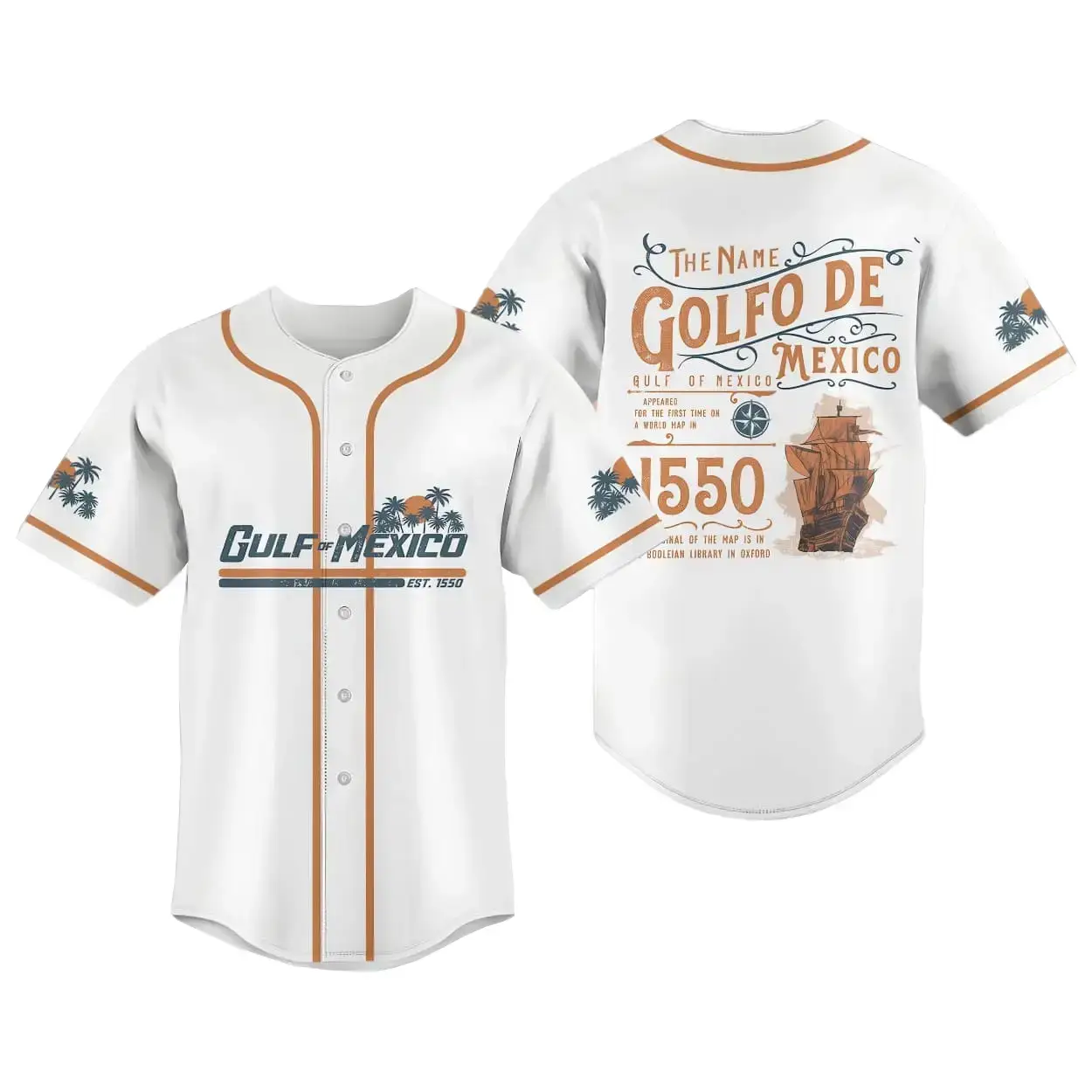 Golfo De México 1550 Retro Baseball Jersey Image