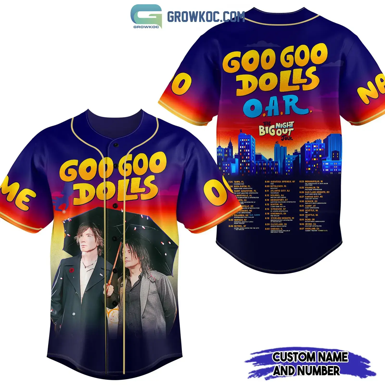Goo Goo Dolls OAR Night Big Out Personalized Baseball Jersey Image